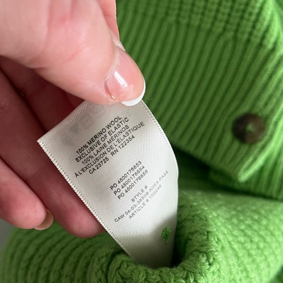 WILFRED CLAUDETTE LIME GREEN 100% MERINO WOOL CARDIGAN SMALL - Picture 7 of 7